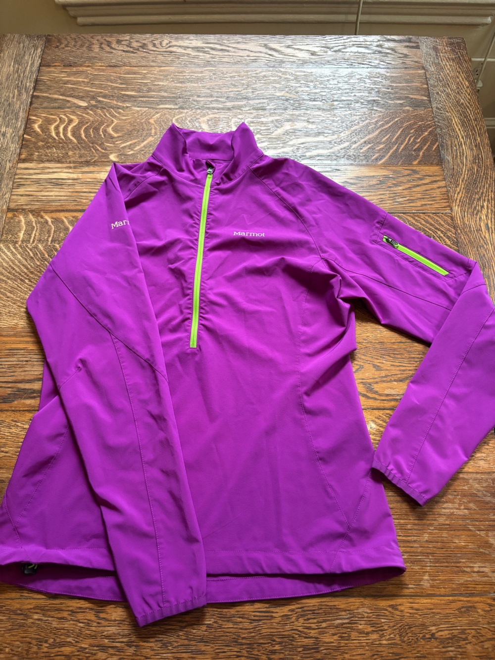 Marmot Purple and Green Lightweight 1/4 Zip Jacket